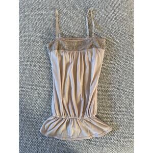 Vintage Y2K Abercrombie and Fitch Light Pink Babydoll embellished tank top